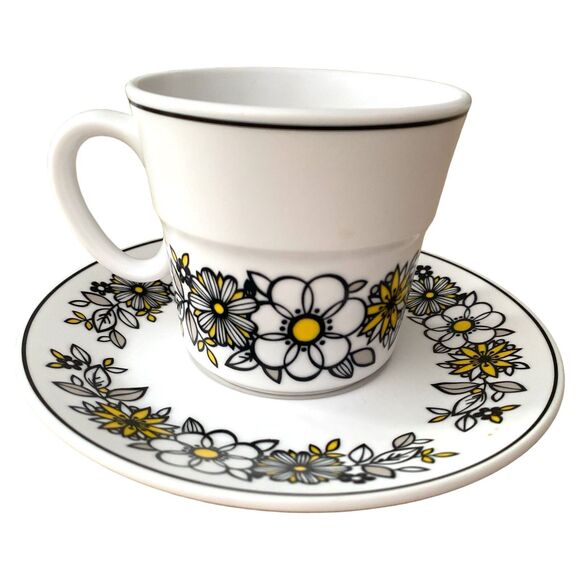 Noritake Progression China Tressa 9029 Cups & Saucers Set of 2 Floral Daisies - Picture 6 of 6